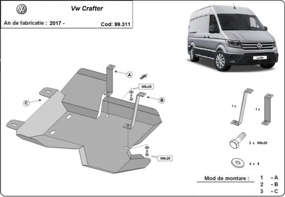 Protezione di acciaio per il AdBlue Volkswagen Crafter / 18 L