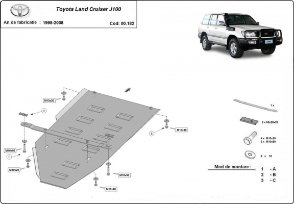 Protezione di acciaio per il cambio Toyota Land Cruiser J100