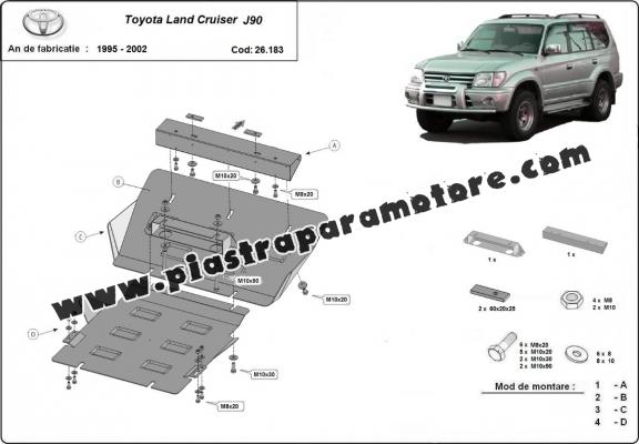 Piastra paramotore di acciaio Toyota Land Cruiser J90 / J95