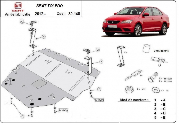 Piastra paramotore di acciaio Seat Toledo 4