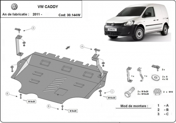 Piastra paramotore di acciaio VW Caddy - con WEBASTO