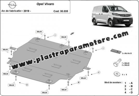 Piastra paramotore di acciaio Opel Vivaro C 