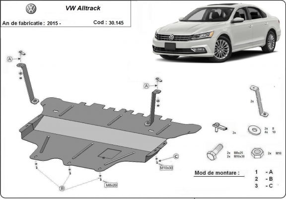Piastra paramotore di acciaio VW Passat Alltrack - cambio manuale