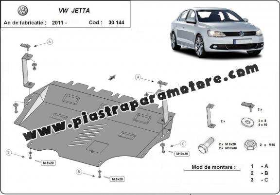 Piastra paramotore di acciaio Volkswagen VW Jetta