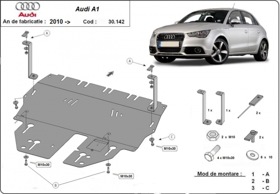 Piastra paramotore di acciaio Audi A1
