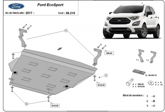 Piastra paramotore di acciaio Ford EcoSport