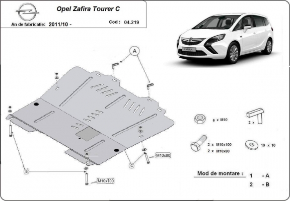 Piastra paramotore di acciaio Opel Zafira C
