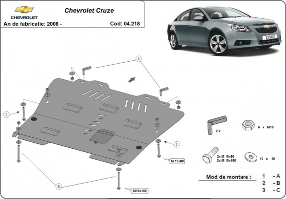 Piastra paramotore di acciaio Chevrolet Cruze