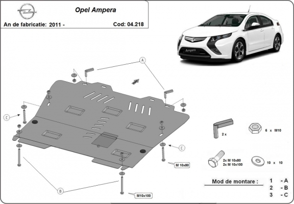 Piastra paramotore di acciaio  Opel Ampera