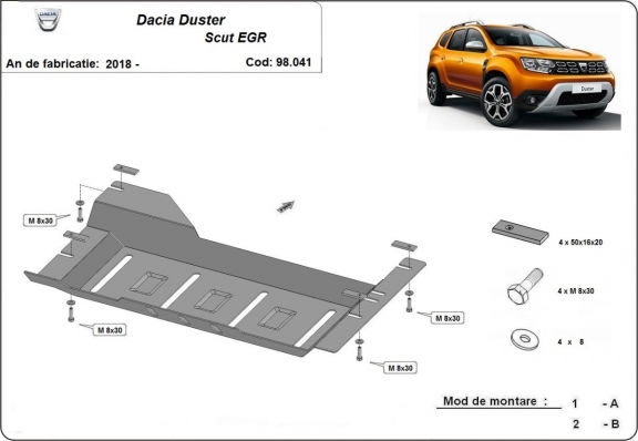 Protezione di acciaio per il EGR, system STOP&GO Dacia Duster