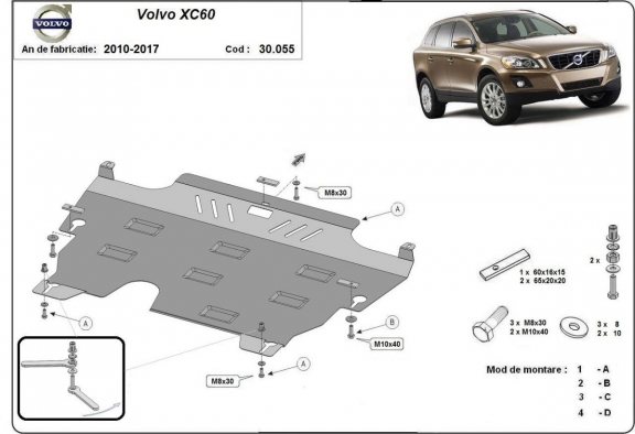 Piastra paramotore di acciaio Volvo XC60