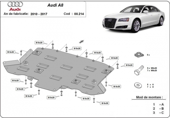 Protezione di acciaio per il cambio Audi A8