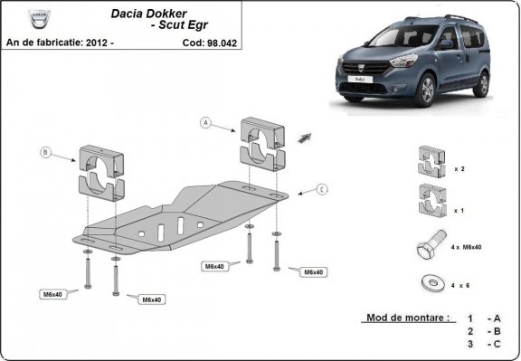 Piastra di acciaio per il sistema Stop & GO, EGR Dacia Dokker