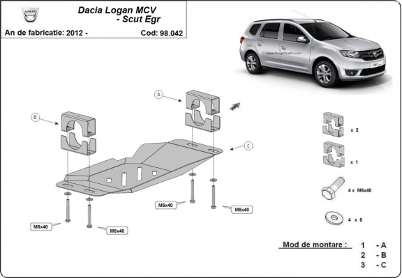 Piastra di acciaio per il sistema Stop & GO, EGR Dacia Logan MCV