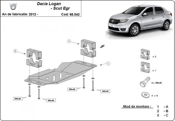 Piastra di acciaio per il sistema Stop & GO, EGR Dacia Logan 2