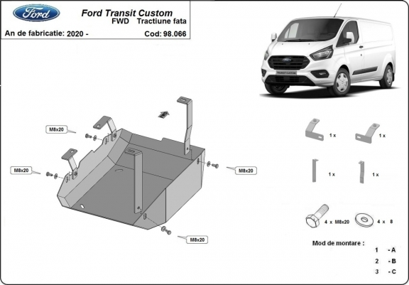 Protezione di acciaio per il AdBlue Ford Transit Custom