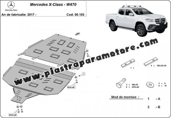 Protezione di acciaio per il cambio e protezione del caso di trasferimento Mercedes X-Class W470