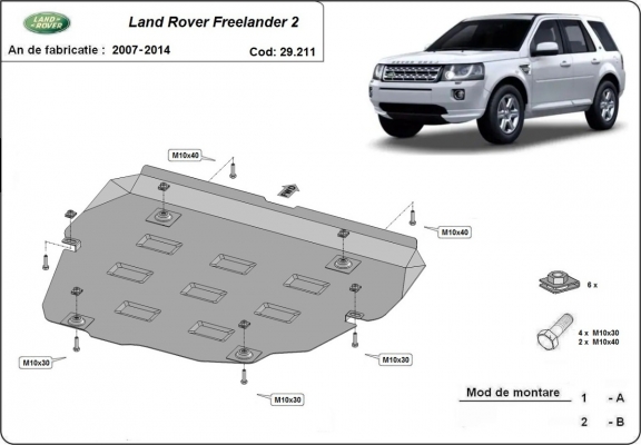 Piastra paramotore di acciaio Land Rover Freelander 2