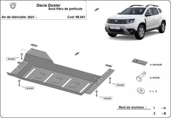 Protezione di acciaio per DPF Dacia Duster