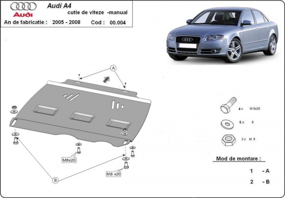 Protezione di acciaio per il cambio manuale Audi A4  B7 All Road
