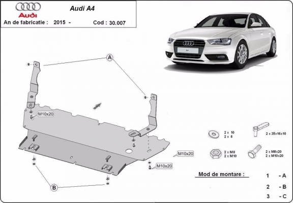 Piastra paramotore di acciaio Audi A4  B9 All Road