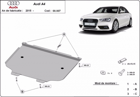 Protezione di acciaio per il cambio Audi A4 B9 All Road