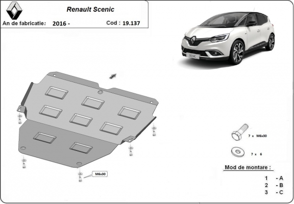 Piastra paramotore di acciaio Renault Scenic 4