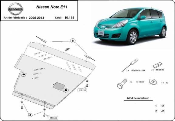 Piastra paramotore di acciaio Nissan Note