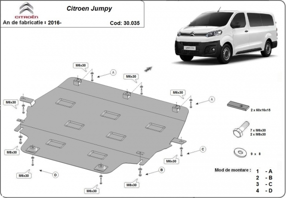 Piastra paramotore di acciaio Citroen Jumpy