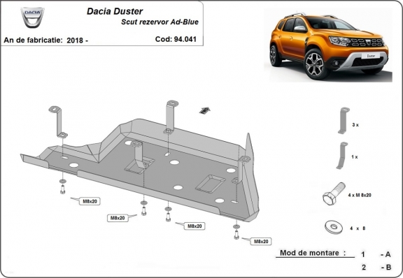 Protezione di acciaio per il AdBlue Dacia Duster