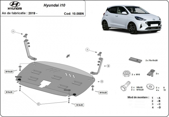 Piastra paramotore di acciaio Hyundai i10