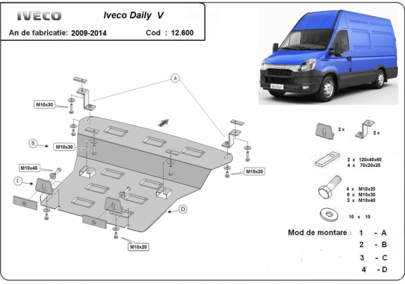 Piastra paramotore di acciaio Iveco Daily 5