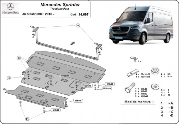Piastra paramotore di acciaio Mercedes Sprinter-FWD