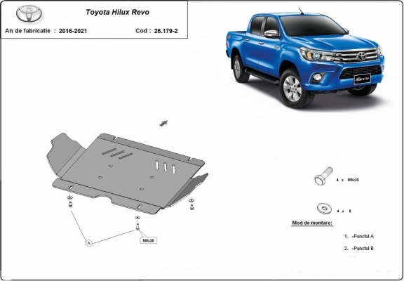 Piastra paramotore di alluminio Toyota Hilux Revo