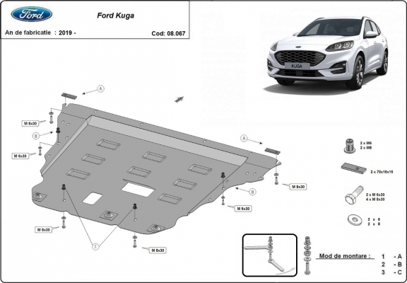 Piastra paramotore di acciaio Ford Kuga