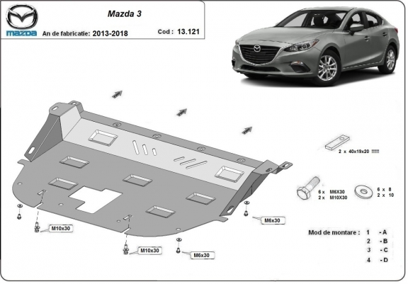 Piastra paramotore di acciaio Mazda 3