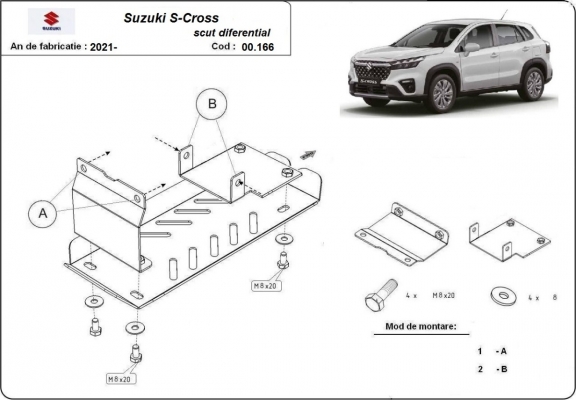 Protezione di acciaio per il differenziale  Suzuki S-Cross