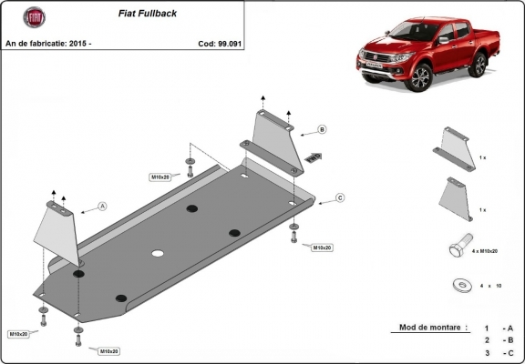 Protezione di acciaio per il serbatoio Fiat Fullback