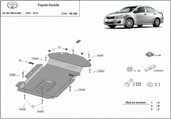Piastra catalizzatore/cat lock di acciaio Toyota Corolla