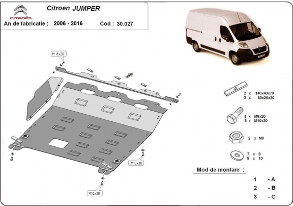 Piastra paramotore di acciaio Citroen Jumper