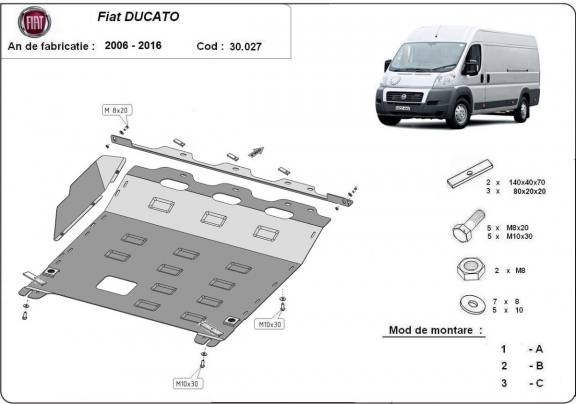 Piastra paramotore di acciaio Fiat Ducato