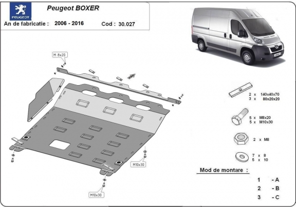 Piastra paramotore di acciaio Peugeot Boxer