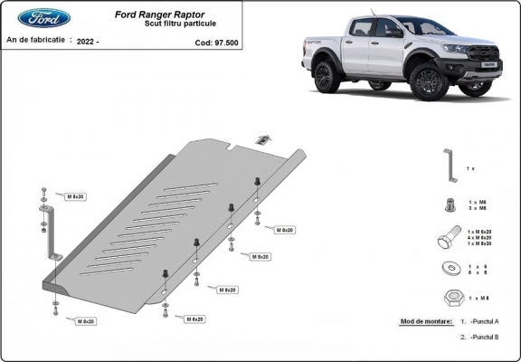 Protezione di acciaio per DPF Ford Ranger Raptor