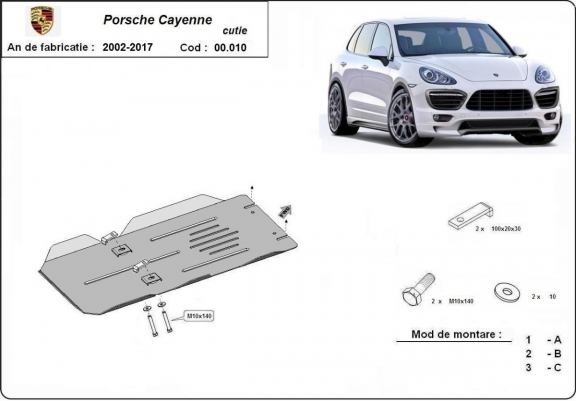 Protezione di acciaio per il cambio automatico Porsche Cayenne