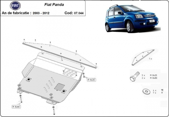 Piastra paramotore di acciaio Fiat Panda