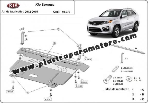 Piastra paramotore di acciaio Kia Sorento XM