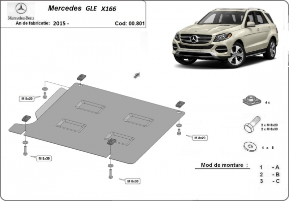 Protezione di acciaio per il cambio Mercedes GLE X166