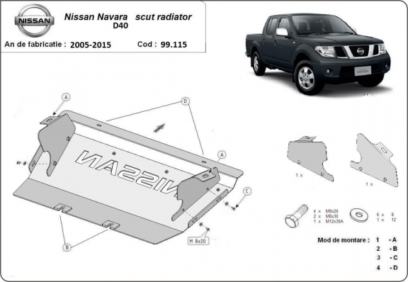 Protezione di acciaio per il radiatore Nissan Navara D40