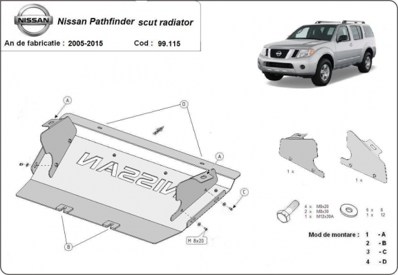 Protezione di acciaio per il radiatore Nissan Pathfinder