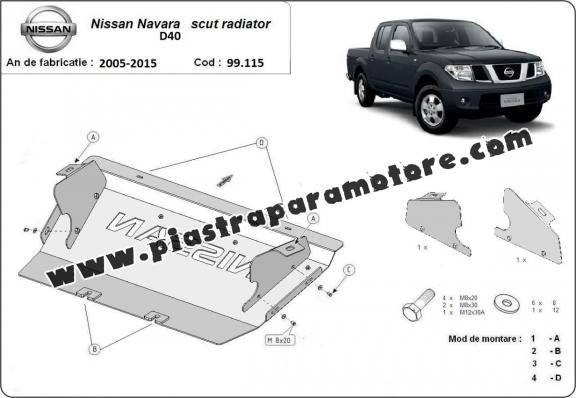 Protezione di acciaio per il radiatore Nissan Navara D40